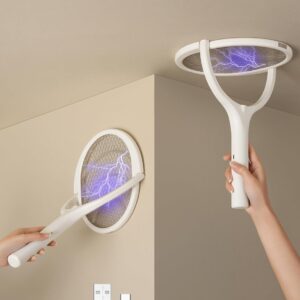2-Pack Cabeza Giratoria Raqueta Matamoscas Eléctrica Recargable
