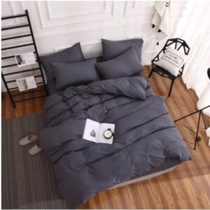 Pameil Ropa de cama de 220 x 240 cm, 3 piezas, color gris oscuro, 1 funda nórdica de 220 x 240 cm y 2 fundas de almohada de 80 x 80 cm, microfibra con cremallera (gris oscuro, 220 x 240 + 80 x 80 x 2)