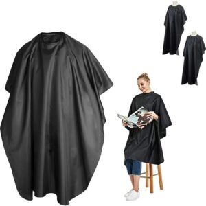 2 Piezas-Capa Peluqueria Barberia-Capa Para Barbero-Poliéster e Impermeable-Capas De Corte Profesional Salon Peluquería-Capa De Corte Ajustable Cordones