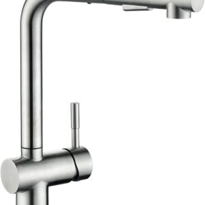 CECIPA Grifo Cocina Extraible con Ducha, Grifos Cocina Fregadero Caño Alto, Grifo para Cocina Giratorio 360 °, Grifos para Fregadero con 2 Modos de Rociador, Acero Inoxidable SUS304