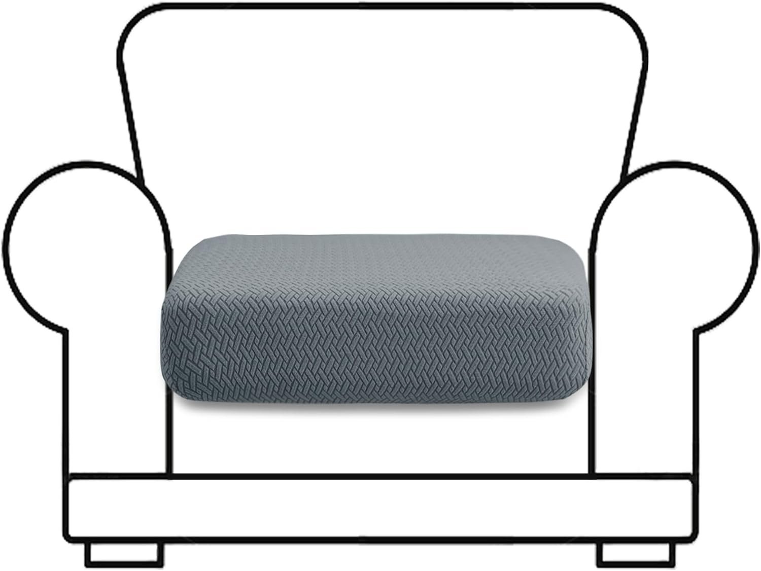 Fundas de cojín para sofá (1 Plaza, Gris Oscuro) Jin Le Funda Cojines Sofa (1 Plaza, Gris Oscuro) Jacquard Funda Protectora de Sofa de Asiento de Poliéster Altamente Elástico Lavable, con Cuerda Antideslizante Funda Sofa