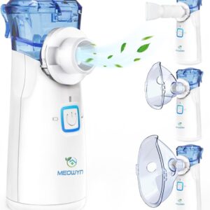 Meowyn Nebulizador Portatil, Nebulizador para Bebe Niños Adultos, Silenciosa Inhaladores Eléctricos Recargable USB-C con Diseño Portátil, fácil de usar y Limpiar, para Uso Doméstico y de Viaje