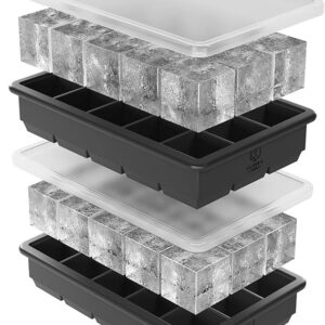 Oliver's Kitchen ® Cubiteras para Hielo con Tapa - Hielera Silicona Cubitos de Hielo Super Fáciles de Sacar - Molde Hielo para el Whisky y los Refrescos Helados Más Tiempo - Cubitera Hielo Grande
