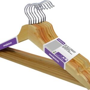 Jocca - Perchas de Madera | Barra para los Pantalones y Muescas para Evitar Que se deslicen Las Prendas | Gancho Cromado | 44x16x1,1cm (8 Unidades)