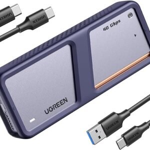 UGREEN Caja SSD M.2 NVMe PCIe 40 Gbps, Carcasa M.2 UASP Trim USB 4.0, Caja SSD M.2 de 2230/2242/2260/2280 con M-Key o M+B Key, Compatible con 970 EVO Plus 980 Pro WD SN770 Kingston