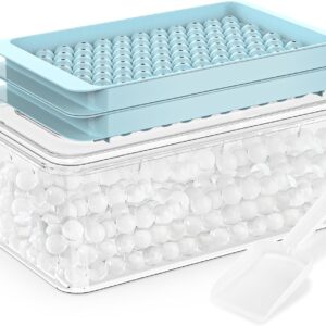 Asddage 2 pcs Cubiteras para Hielo con Tapa y Cubo, Moldes de Hielo sin BPA y Fácil de Liberar 0,55 in 104x2 mini Bolas de Hielo para Café, Jugo, Cócteles, Whisky