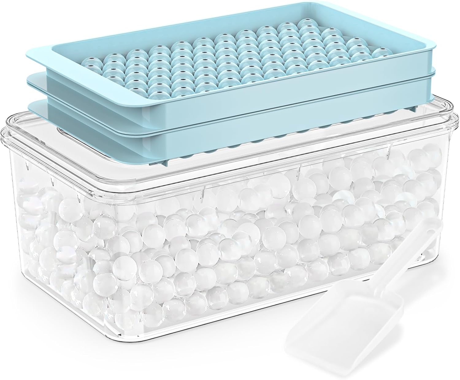 Cubiteras para hielo cócteles de cerveza whisky Asddage 2 pcs Cubiteras para Hielo con Tapa y Cubo, Moldes de Hielo sin BPA y Fácil de Liberar 0,55 in 104x2 mini Bolas de Hielo para Café, Jugo, Cócteles, Whisky