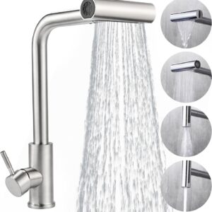 Cieex Grifo Cocina Extraible Grifos Cocina Fregadero de Acero Inoxidable con Caño Giratorio Grifo de Cocina de 360°, 4 Modos de Ajuste de Flujo de Agua