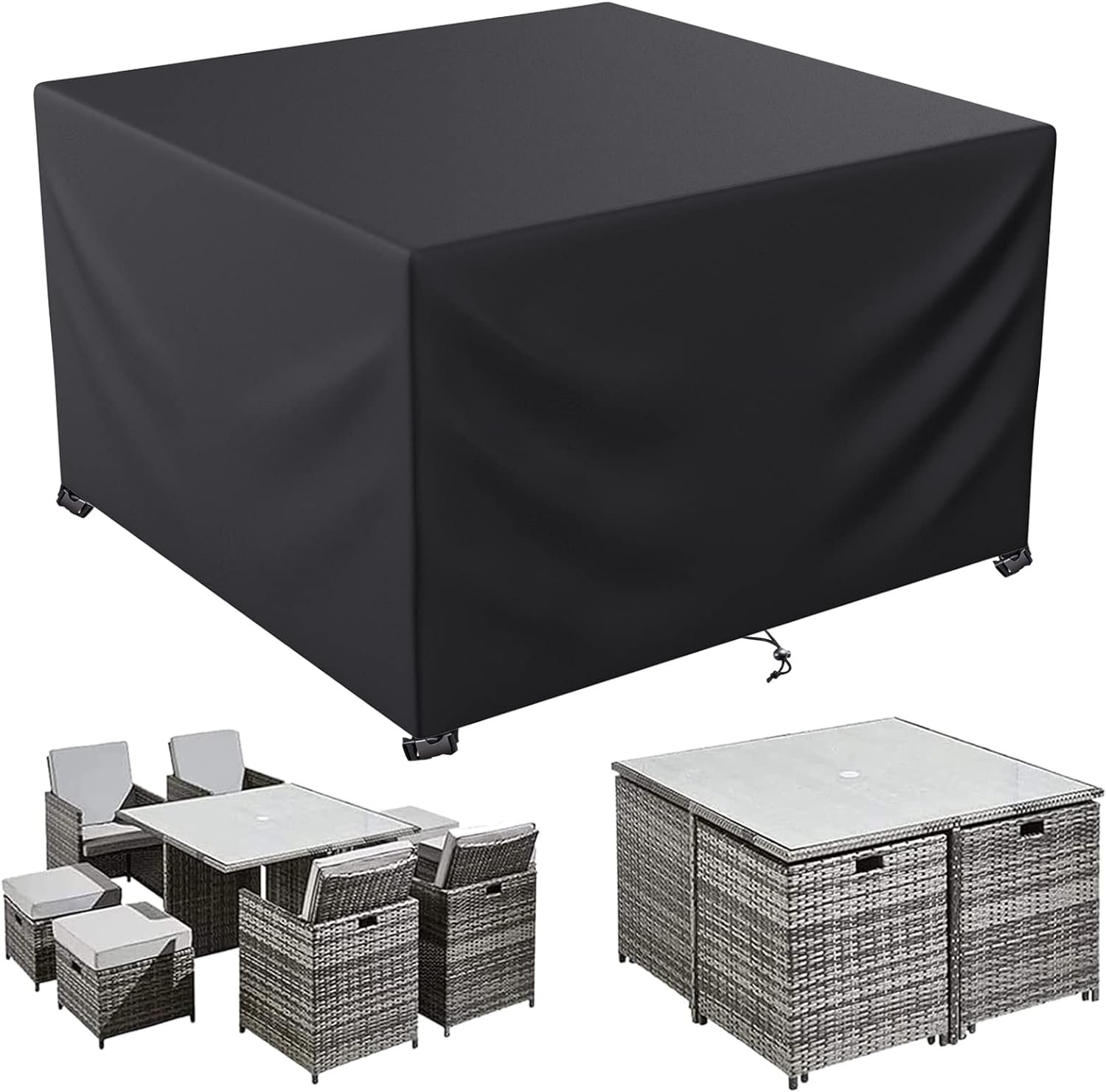 LCGOD Funda para Muebles de jardín Impermeable LCGOD Funda para Muebles de jardín Exterior, Funda Mesa Exterior Impermeable, Rectangular Funda Protectora Muebles Exterior para sofá 600D Oxford (200 x 200 x 90cm)