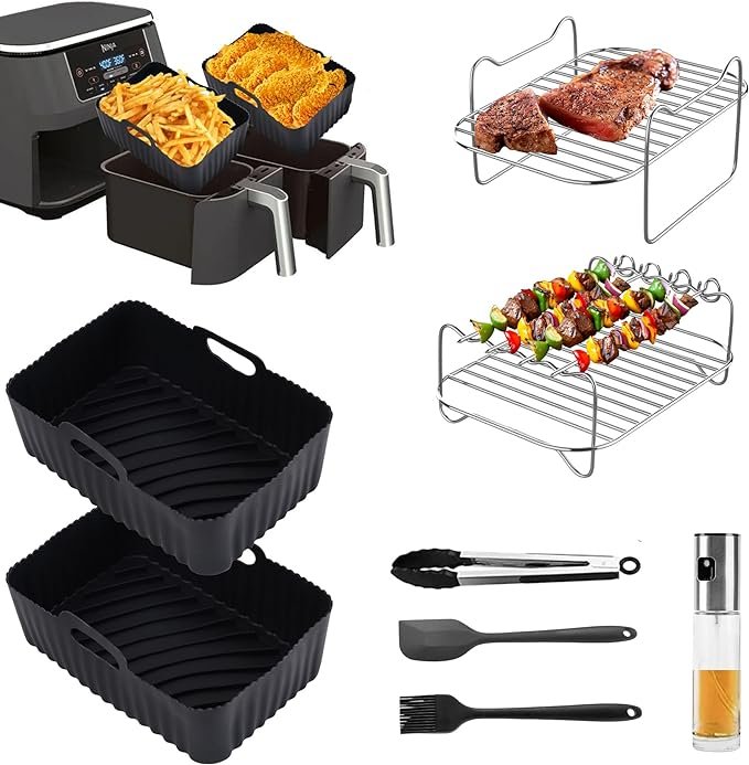 Air Fryer Accesorio para Ninja Foodi Dual AFEU Ninja Air Fryer Accesorios, 2024 Nuevo Ninja Foodi Accesorios para Ninja Foodi Dual AF500EU, AF400EU, AF300EU, 8 PC Air Fryer Accesorios, Molde