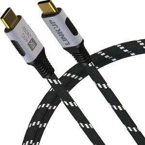 LINKUP - Cable USB 4.0 240W 40Gbps Tipo-C Thunderbolt 4 [0,9m] Vídeo 8K@60Hz Carga y datos rápidas Recubierto duradero Compatible con iPhone 15/16 Pro/Max, MacBook Pro/Air, iPad Pro, Galaxy S23