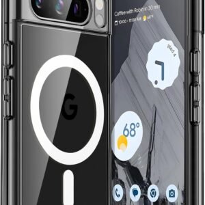 JETech Funda Magnética para Google Pixel 8 Pro 6,7 Pulgadas 2023, Compatible con Accesorios MagSafe, Carcasa Antigolpes Protectora, Anti-Amarillo Duro Transparente PC Respaldo (Obsidiana)