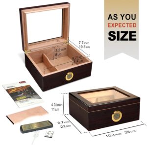 Slege Humidor de Puros, Humidor Puros de Cedro-inclu Cortador Puros,Humidificador Puros,Higrómetro Ditigal,Solución Humidor,Cigarro Soporte,Divisor- Regalo Hombre Cigarros Cubano