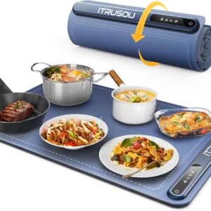 iTRUSOU Bandeja de Calentamiento Eléctrico, Bandeja Calienta Platos para Calentar Alimentos, Calentador de Comida con Material Nano Silicona para Familia, Fiestas, Eventos, Oficina