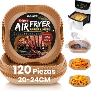 120 Piezas Papel Cuadrado Para Freidora de Aire 5-7L, 20-24CM, Papel Desechable Antiadherente para Horno Microondas, Perfecto para COSORI Cecotec 5,5 6L