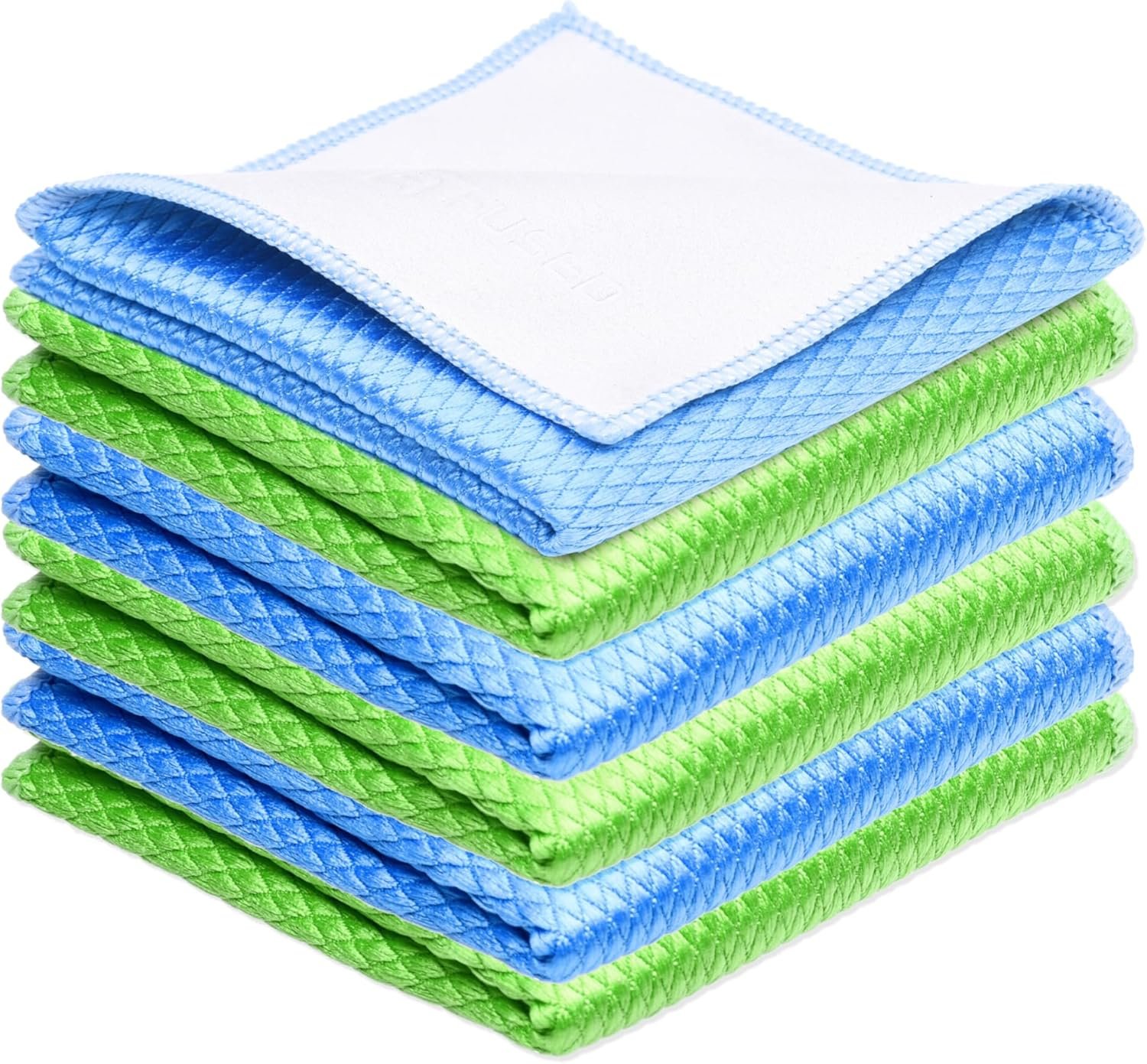 Eco-Fused Paños de Limpieza de Doble Cara Gamuza Eco-Fused Paños de Limpieza de Doble Cara - Paquete de 6-8 x 8 Pulgadas - Paños de Limpieza Tipo Fishscale y Gamuza para Acero Inoxidable, Ventanas, Espejos, Teléfonos Inteligentes, Pantallas LCD