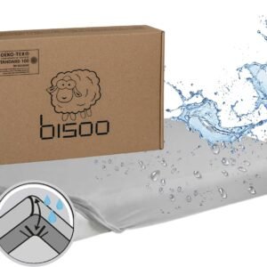 Bisoo Sabanas Cuna 60x120 Algodon Impermeables - Protector Cuna 120x60 con Esquinas Impermeables - Sabana Bajera para Cuna 60x120 - Algodon Jersey Oeko-Tex - 1 Sabana Impermeable Blanca 120x60