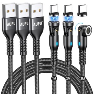 AUFU Cable Magnético, 9PIN Cable Iman [1M/2M/2M] USB C Cable de Carga Magnético Giratorio 360° & 180° Cargador Magnético USB Tipo C y Cargador Iman Transferencia de Datos