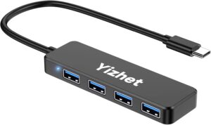 Yizhet Hub USB C 4 Puertos Ladron USB C a USB 3.0 Alta Velocidad 5 Gbps