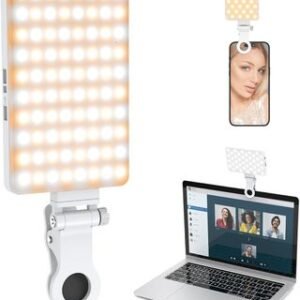 TONEOF 80 LED Luz Selfie con Clip, 2000mAh Luz para Movil, 3200K-5600K con Múltiples Modos de Luz y Brillo Ajustable, Luz Portatil para Teléfono/Tableta/Portátil/Zoom/TikTok/Maquillaje/Vlog-Negro