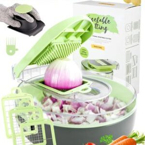 Mandolina de Cocina Profesional Cortador de Verdura - Mandolina Verduras Manual con 6 Cuchillas y Guantes de Seguridad, Picador Verduras, Rallador Verduras para Patata, Pepinos, Tomates