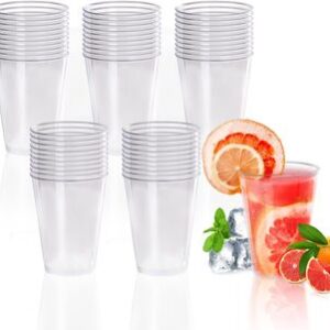 Gucass Juego de 100 Vasos de Plástico Duro Transparente, 240ml Vaso Resistentes y Reutilizables, Ideal para Bodas, Cumpleaños, Navidad, Fiestas