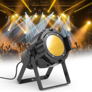 GdjRttk 80W COB foco LED par de DMX con luz blanca/cálida 3 brillo, luz estroboscópica con ventilador profesional Iluminación de escenario para DJ, estudio, concierto, boda, teatro, Navidad