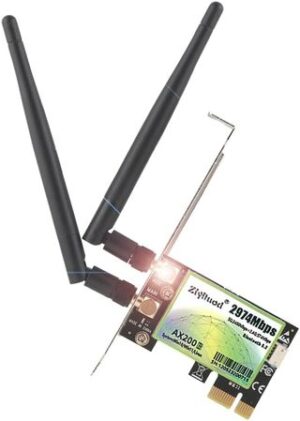 Tarjeta PCIE WiFi 6 AX200 para Gaming Bluetooth 5.2 AX3000 Doble Banda 5G/2.4GHz MU-MIMO Ultra Baja Latencia Tarjetas de Red Inalámbricas PCI-E para PC de Sobremesa Soporte Linux Windows 11/10 64-bit