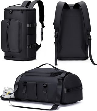 Bolsa Mochila de deporte Unisex Color Negro Bolsa de Gimnasio para Hombres y Mujeres, Bolsa de Lona Deportiva, Mochila de Viaje, Bolsa de Fin de Semana, Bolsa de Noche con Compartimento para Zapatos, MIYCOO