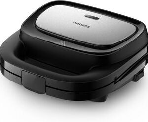 Philips 5000 Series Sandwich Maker - 3 sets of paninis, sandwiches and waffle plates. Non-stick grill plates. Cut-and-Seal. 750 W of Power. Black (HD2350/80)