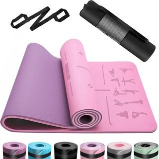 Esterilla Rosa Yoga/Fitness Antideslizante 183x61cm OUTDOUSE Esterilla Yoga Rosa,Esterilla Fitness Antideslizante,TPE Colchoneta Gimnasia, para Pilates,Deporte,Gimnasia,Estiramientos, Esterilla Deporte con bandolera y bolsa de transporte 183x61cm