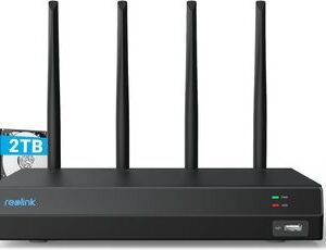 Reolink NVR Wi-Fi 6 a 12 Canales con 2TB HDD, Doble Banda 2,4/5 GHz, Soporta cámaras WiFi, Grabador de Video Expandible hasta 16TB, Acceso Local y Remoto, Grabación 24/7, Sin Puertos PoE, RLN12W