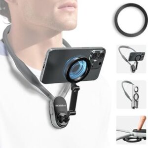 REYGEAK Soporte magnético para teléfono para cuello, soporte para teléfono selfie POV/Vlog, soporte para teléfono celular manos libres, grabación de video para Magsafe iPhone 16, 15, 14, 13, 12 Pro