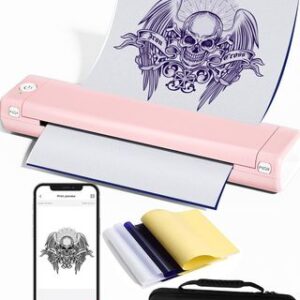 Phomemo M08F Impresora Termica Tattoo con 10pcs Papel de Transferencia y Organizador, Termocopiadora Tatuaje Máquina de Impresión de Transferencia de Tatuajes