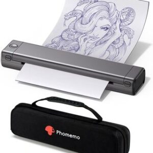 Phomemo M08F Termocopiadora Tatuaje para Artistas del Tatuaje, Impresora Termica Tattoo Compatible con Teléfono y PC, con Estuche de Almacenamiento y 10pcs Papel de Transferencia