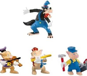 Figuras Dispney Bullyland - Set de 3 cerditos Que Incluye: Lobo, Cerdito Herramientas, Cerdito Viloin y Cerdito Flauta - Sin PVC Poner en la Tartas de cumpleaños