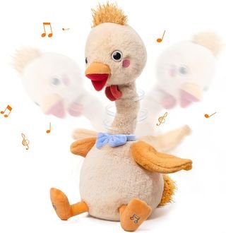 Pollito Suave Juguete con Grabación Parlante Baila TUMAMA Juguete Peluche Interactivas Bailarín Pollito, Juguete de Peluche Parlant, eluche Parlanchin, Juguete Que Baila y Repite tu Voz, Regalos para Niños 3,4,5,6,7 años
