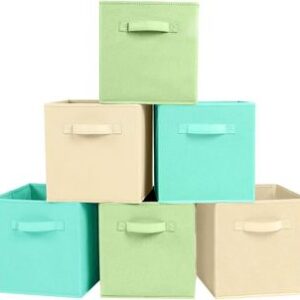 powerking Contenedores de almacenamiento, cubos de almacenamiento plegables de tela y cajón organizador de almacenamiento de tela para armario y almacenamiento de juguetes, paquete de 6