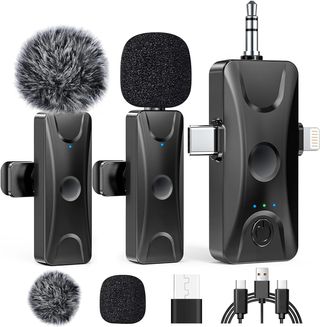 Micro Lavalier Inalámbrico iPhone/Android 48kHz Micro Lavalier inalámbrico para iPhone Android: Mini micro cierre con eliminación de ruido inteligente, 48 kHz/16 bits, alcance 100 pies para cámara PC portátil grabación video streaming entrevista