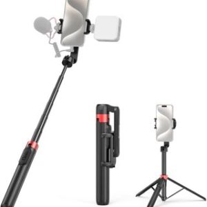 SMALLRIG Trípode para Teléfono con Control Remoto, Palo Selfie Portátil de 51", Trípode Compacto con Zapata Fría y Tornillo de 1/4"-20 para Grabación de Video, Viajes, Vlogging, ST-25 Negro - 4729